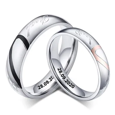 Personalized Engraving Date Name Couple Men Women Wedding Ring Eternity Promise • £2.39