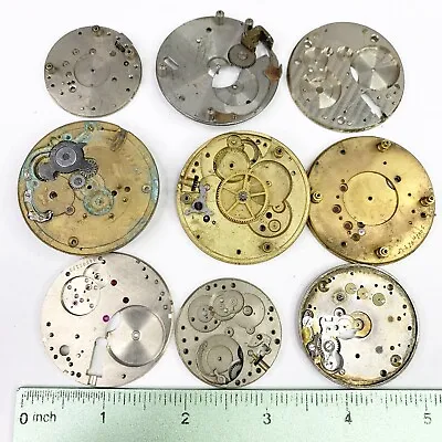 9 Pocket Watch Main Plates Gears Wheels Parts Steampunk Movement Gold Silver • $17.99