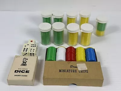 Vintage Drueke Mini Poker Chips Red Blue White Yellow Green Drueke Games Dice • $24.99