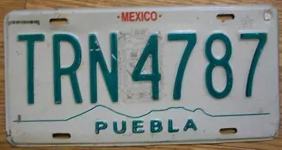 SINGLE MEXICO State Of PUEBLA LICENSE PLATE - 2000/05 - TRN4787 • $13.99