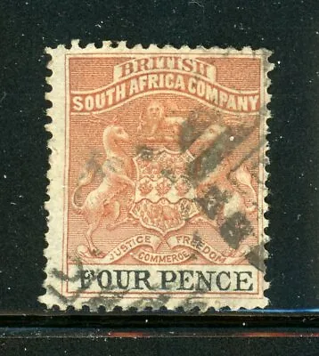 RHODESIA 5 SG22 Used 1892-94 4p Coat Of Arms Perf 14 CV$7 • $3.91