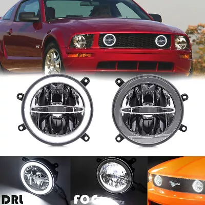 Hood Grille Halo Driving Fog Lights LED Lamps DRL For 2005-2009 Ford Mustang GT • $129.99