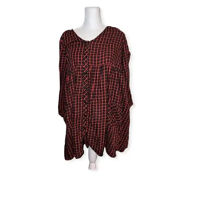 Zara Red Green Plaid Shirt Boxy Dress Size Small • $32