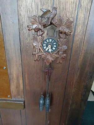Vintage Small 30 Hour Cuckoo Clock Runs Great! Missing Back Door • $60