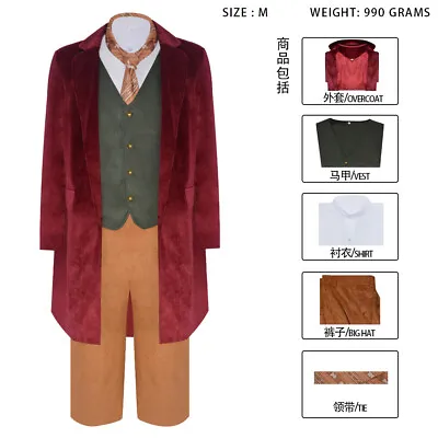 Cosplay The Lord Of The Rings The Hobbit Bilbo Baggins Costumes Halloween Suits • £58.68