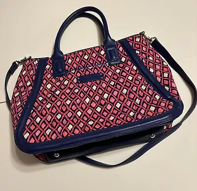 Vera Bradley Trimmed Trapeze Handbag - Navy Blue/Pink • $18