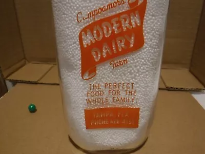 1 Quart Campoamor's Modern Dairy Farm Milk Bottle Tampa Florida • $12