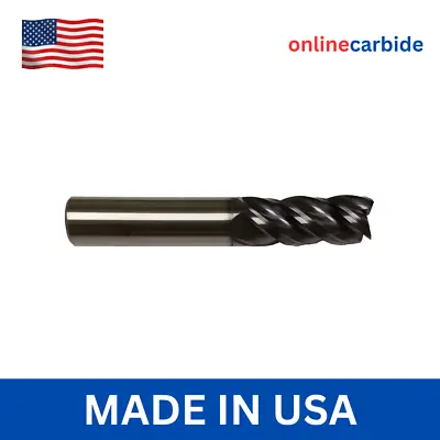 1/2  4 FLUTE VARIABLE HELIX CARBIDE END MILL SQUARE END TiALN COATED • $32.95
