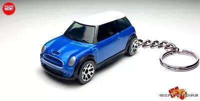 🎁RARE KEYCHAIN BLUE BMW MINI COOPER S WHITE TOP CUSTOM Ltd LIMITED GREAT GIFT🎁 • $45.98