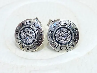 $49 • Buy Authentic Pandora Signature Logo CZ Sterling Silver Stud Earrings 290559
