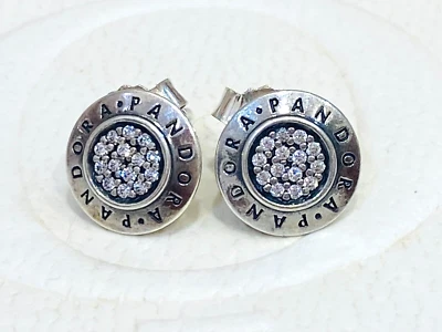 $49 • Buy Authentic Pandora Signature Logo CZ Sterling Silver Stud Earrings 290559