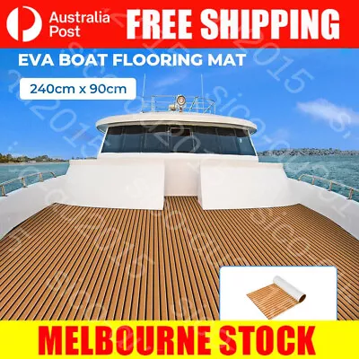 240×90cm EVA Foam Mat Marine Carpet Yacht Boat Decking Teak Flooring Light Brown • $45.69