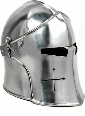 Medieval Templar Knight Helmet Historical Armor Helmet SCA LARP Warrior Cosplay • $137.50