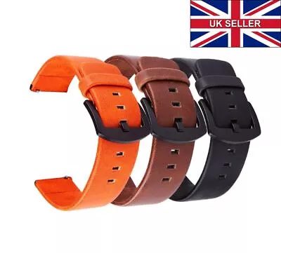 £5.99 • Buy Black Buckle Quick Release Soft Brown Leather Mens Watch Strap Band Replacement