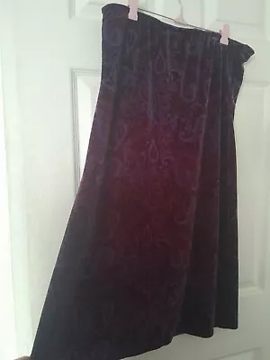 Vintage Velvet Skirt Paisley Purple Midi UK14 Cottagecore Boho Hippy • £8.99