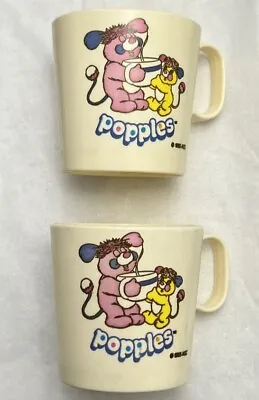 2 Popples VTG Mini Plastic Cup Mug 1985 Chilton Globe Mini 2”Plastic Mug Cup Toy • $11.99