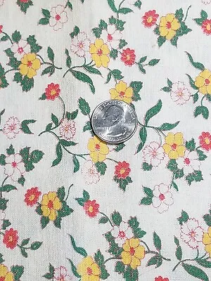 Vintage Cloth FEED SACK Yellow Green Pink Floral Print Quilt Or Craft Fabric • $18.99