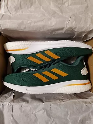 Adidas Supernova Miami Hurricanes Green Orange Running Shoe Men Size 10.5 H01295 • $74.61