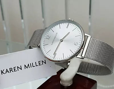 New KAREN MILLEN Ladies Watch Self Adjustable Mesh Bracelet RRP £189 Boxed (KM64 • £59.99