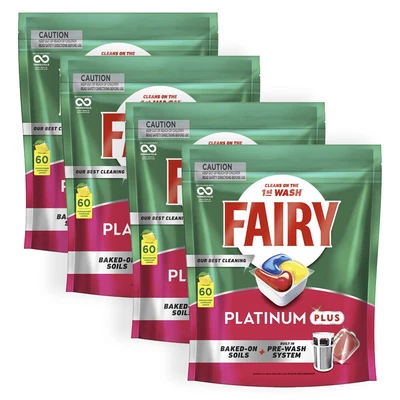 $117 • Buy 240pc Fairy Platinum Plus Dishwasher Dish Cleaning/Washing Capsules Lemon Scent 