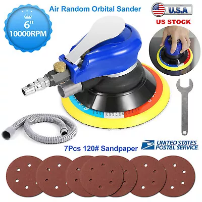 6in Air Body Random Orbital Palm Sander Da Buffing Sanding W/ 7 Sandpapers 15cm • $37.36