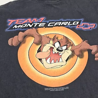 Vtg 1999 Warner Bros Looney Tunes Taz Team Monte Carlo Racing T-Shirt Lg Black  • $24.99