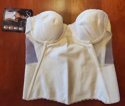 £38.63 • Buy Flattering Me Ivory Low Back Longline Bridal Bra Bustier Style 728 NWT