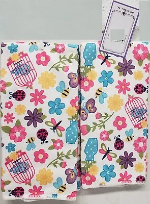 Set Of 2 Same Microfiber Kitchen Towels (15 X25 ) BIRDCAGE & FLOWERS Broder • $10.99