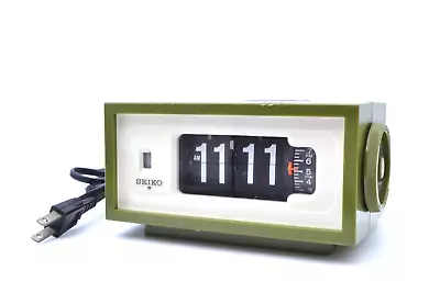 SEIKO GREEN Flip Clock  Space Age Mid-century VINTAGE Junk Item Use As Interior • $77.77