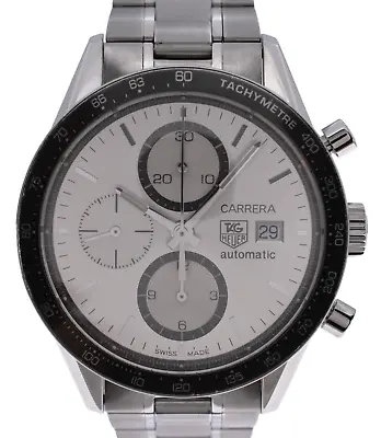 Men's Tag Heuer 41mm Carrera Automatic Chronograph Silver/ Black Watch CV2011-0! • $1399.95