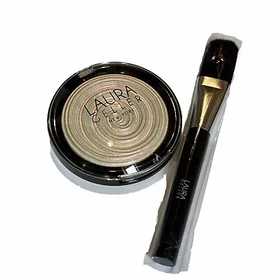 Laura Geller Baked Gelato Swirl Illuminator - Diamond Dust - 10g & Brush Set New • £9.95