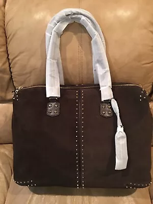 NWT Michael Kors Astor Extra-Large Studded Suede Weekender Bag Chocolate • $225