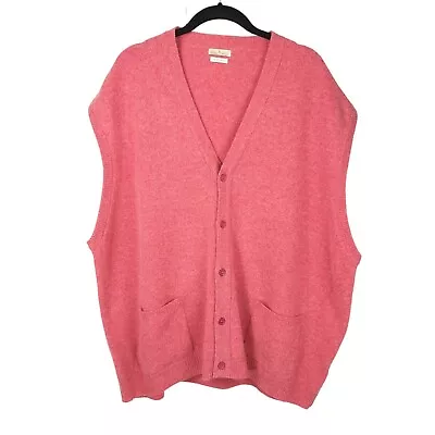 House Of Bruar Men's Pink Lambswool Waistcoat 2XL (XXL) Knitted Pockets V-Neck • $50.53