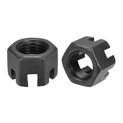 10pcs M14x1.5mm Hexagon Slotted Nut Grade 4.8 Carbon Steel Castle Nuts Black • $16.05