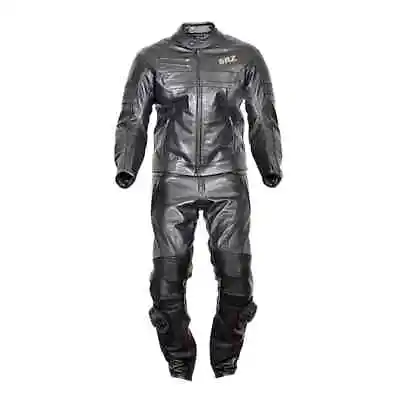 Men Motorcycle Cow Leather Riding Suit Black • $288.99