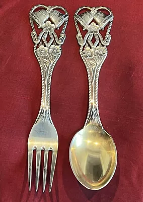 Christmas By A. Michelsen Sterling Silver Fork And Spoon Set 2pc 1912 Bells • $375