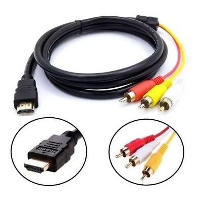 HDTV 1080P Component 3 RCA To HDMI Male Audio Video AV Converter Adapter Cable • £4.49