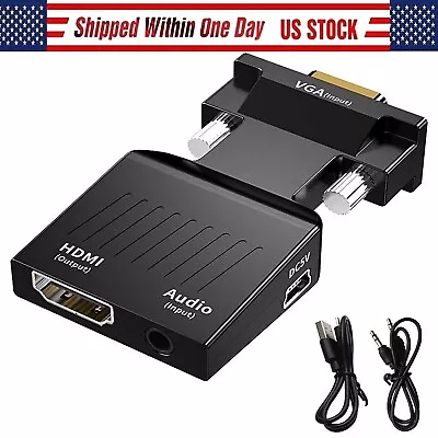 VGA To HDMI Adapter Converter With Audio TV/Monitor With HDMI Connector 1080p • $4.95