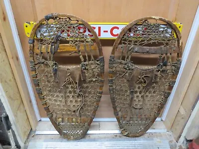Vintage Wooden Snowshoes Size  30 `` Long By  15 ` Wide  Chalet Decor   3686 • $39.99