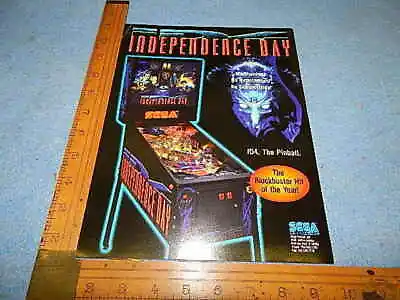 1996 Sega INDEPENDENCE DAY Pinball Game Advertising Flyer • $10