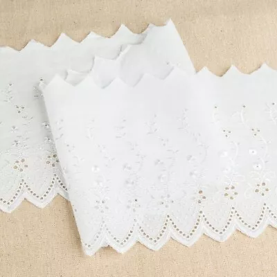 White Cotton Broderie Anglaise Flat Lace Trim 150cm - 6 Inch Wide 2840 • £4.25