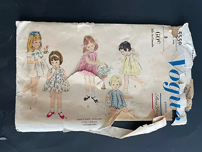 Vogue 5559 Sewing Pattern PARIS DESIGN Dress Panties Girl's 3 Vintage 1960s CUT • $24.99