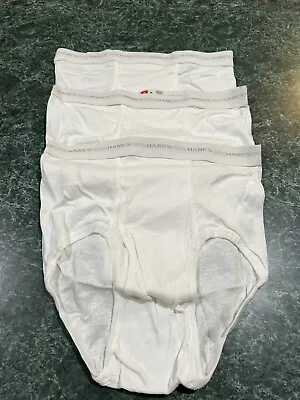 Vintage Lot Of (3) Hanes Mens White Briefs Size 34 Made In USA *New Old Stock* • $27.97