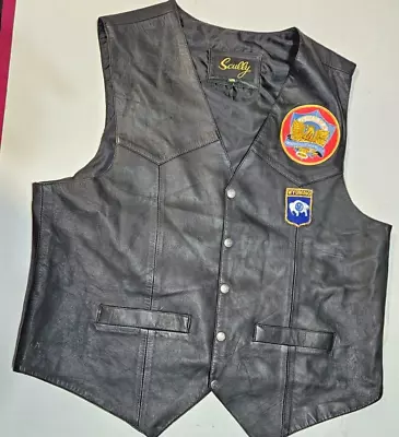 Scully Leather Vest Men's S Black Lined GWRRA FRIENS-FUN-SAFETY-KNOWLEDGE Patch • $34.95