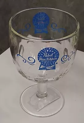 Vintage Pabst Blue Ribbon Thumb Print Swirl Stem Goblet • $15.99