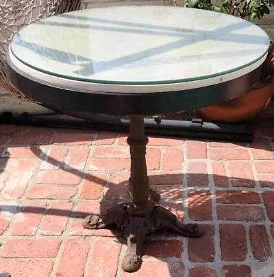 Vintage Cast Iron Outdoor Bistro Table – Marble Tabletop – NEEDS TLC– GREAT SIZE • $299.99