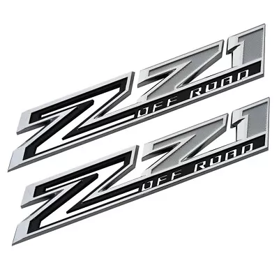 2  OEM Z71 Off Emblems Fender Badges For Silverado 84632695 2019-22 Chrome Black • $37.46