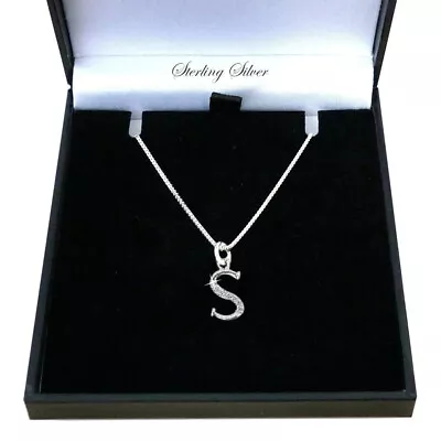 £19.99 • Buy Sterling Silver Letter / Initial Necklace With Crystals. Gift For Women Or Girls