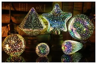 3D Decoration LED Light Bulb Vintage Star Fireworks Night Lamp Light Christmas • $26.17