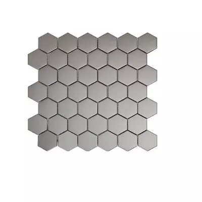 Albena Grey Metal Effect Stainless Steel Mosaic Wall Tile Sheet (L)30cm (W)30cm • £9.99